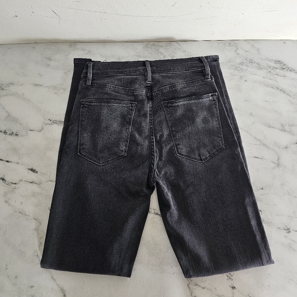 FRAME Denim Le High Skinny Black Gray Distressed Jeans 26 Preowned - Picture 6 of 10
